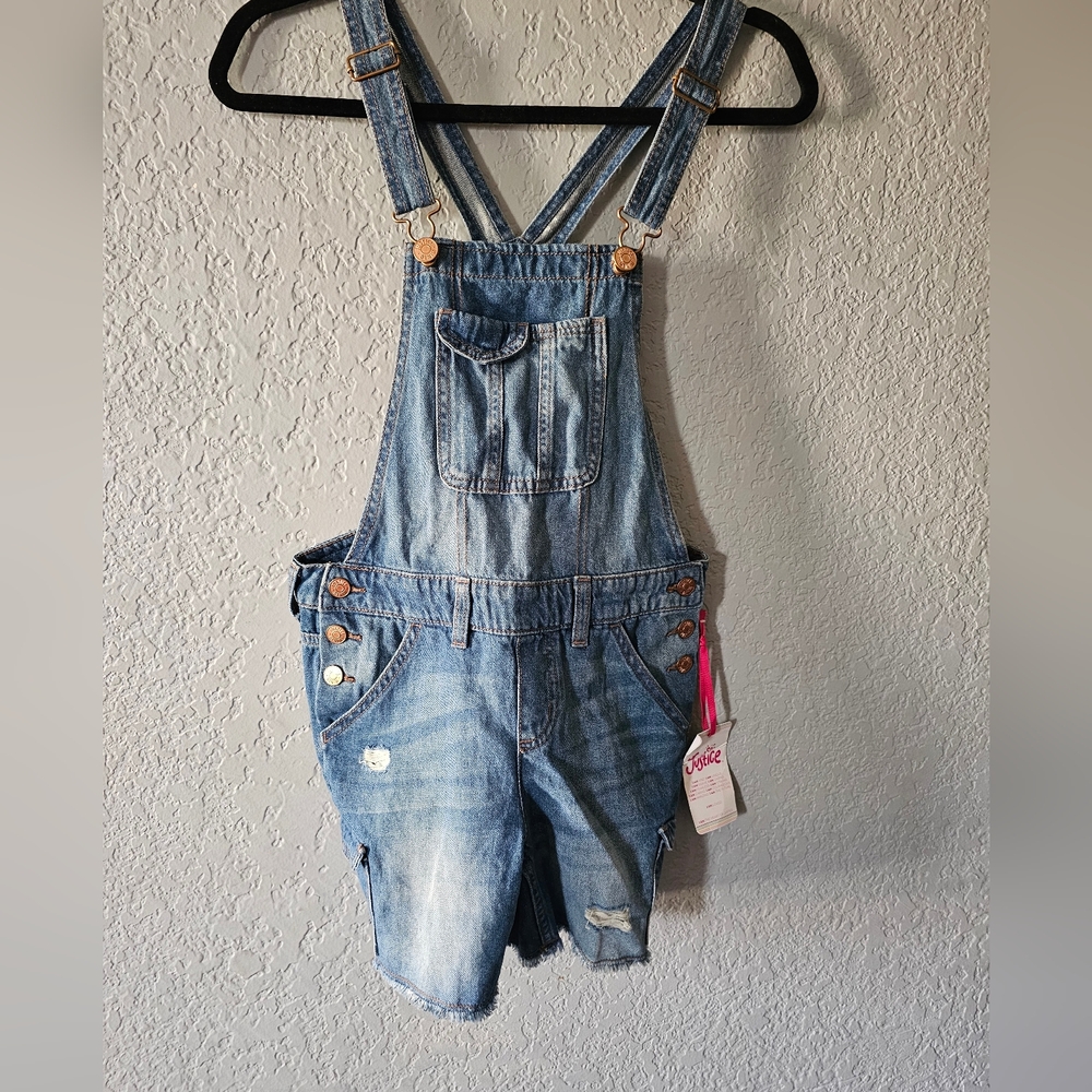 Justice Medium Wash Denim Short Overalls